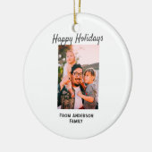 ハッピーホリデー写真モダンラブシンプルファミリーmo セラミックオーナメント (左)