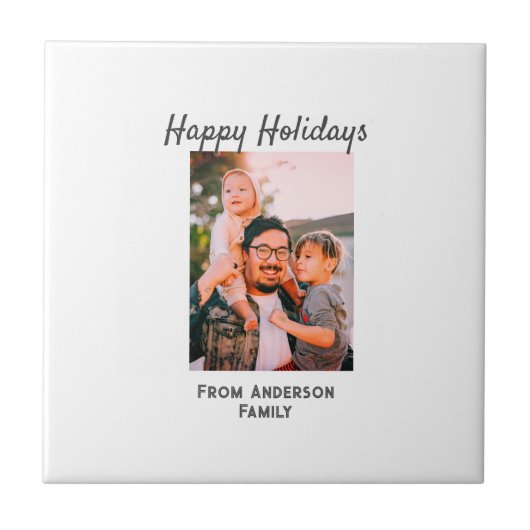 ハッピーホリデー写真モダンラブシンプルファミリーmo タイル (正面)