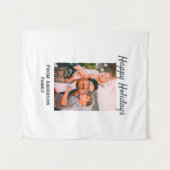 ハッピーホリデー写真モダンラブシンプルファミリーmo タペストリー (正面(横))