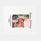 ハッピーホリデー写真モダンラブシンプルファミリーmo フリースブランケット (正面(横))