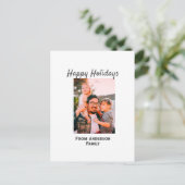 ハッピーホリデー写真モダンラブシンプルファミリーmo ポストカード (スタンド正面)