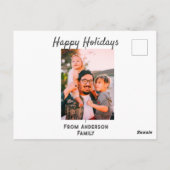 ハッピーホリデー写真モダンラブシンプルファミリーmo ポストカード (裏面)