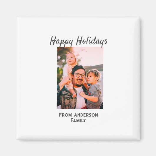 ハッピーホリデー写真モダンラブシンプルファミリーmo マグネット (正面)