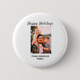 ハッピーホリデー写真モダンラブシンプルファミリーmo 缶バッジ