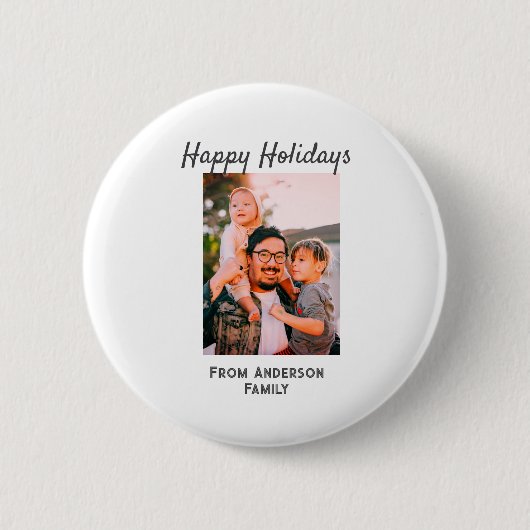 ハッピーホリデー写真モダンラブシンプルファミリーmo 缶バッジ (正面)