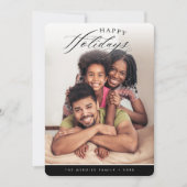 ハッピーホリデー写真モダン書道ブラック シーズンカード (正面)