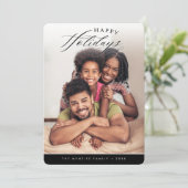 ハッピーホリデー写真モダン書道ブラック シーズンカード (スタンド正面)