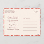 ハッピーホリデー写真モダン赤はっきりしたフローラ シーズンポストカード (裏面)