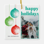 ハッピーホリデー写真 セラミックオーナメント (正面)