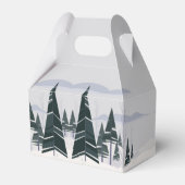 ハッピーホリデー冬の木 現代のクリスマスパーティー フェイバーボックス (裏面サイド)