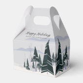 ハッピーホリデー冬の木 現代のクリスマスパーティー フェイバーボックス (正面サイド)