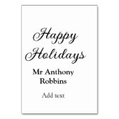 ハッピーホリデー名を追加する日付の年のシンプルminimChri テーブルナンバー (裏面)