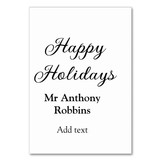 ハッピーホリデー名を追加する日付の年のシンプルminimChri テーブルナンバー (正面)