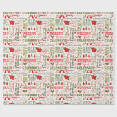 ハッピーホリデー名前をカスタムするカラフル応援クリスマス ラッピングペーパー (フラット)