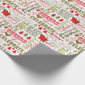 ハッピーホリデー名前をカスタムするカラフル応援クリスマス ラッピングペーパー (角)