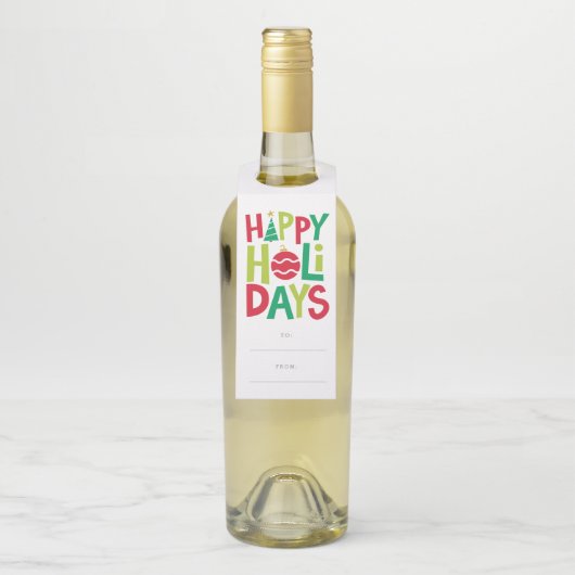 ハッピーホリデー図解入りの、写真付きのカラフル ボトルネックタグ (ボトル)