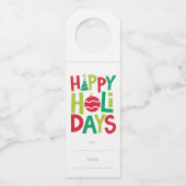 ハッピーホリデー図解入りの、写真付きのカラフル ボトルネックタグ (正面)