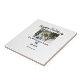 ハッピーホリデー家族の写真の名前の文字ye タイル (側面)