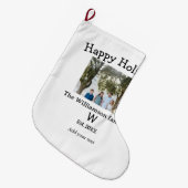 ハッピーホリデー家族の写真の名前の文字ye ラージクリスマスストッキング (正面 (吊り時))