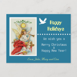 ハッピーホリデー家族の写真はがき シーズンポストカード