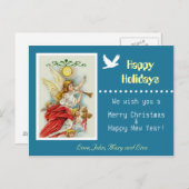 ハッピーホリデー家族の写真はがき シーズンポストカード (正面/裏面)