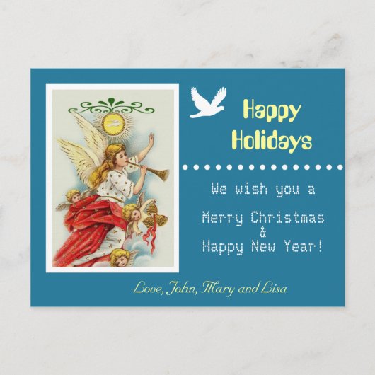 ハッピーホリデー家族の写真はがき シーズンポストカード (正面)