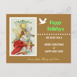 ハッピーホリデー家族の写真はがき シーズンポストカード