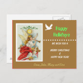 ハッピーホリデー家族の写真はがき シーズンポストカード (正面/裏面)