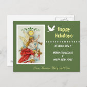 ハッピーホリデー家族の写真グリーティングポストカード。 シーズンポストカード (正面/裏面)