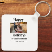 ハッピーホリデー家族の名前を追加フォトクリスマス キーホルダー (裏面)