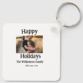 ハッピーホリデー家族の名前を追加フォトクリスマス キーホルダー (裏面)