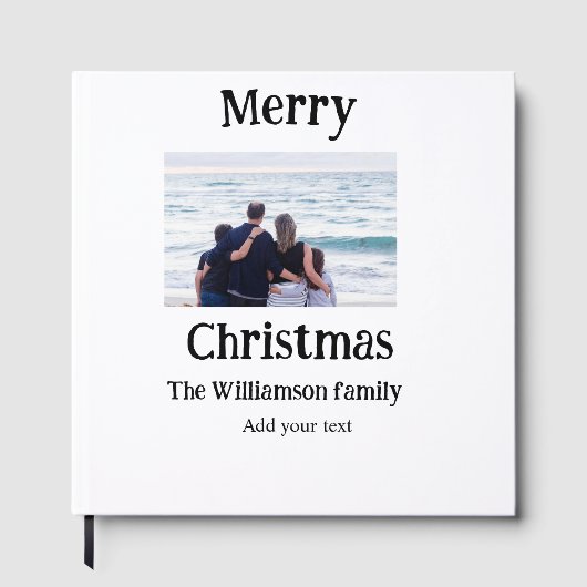 ハッピーホリデー家族の名前を追加フォトクリスマス ゲストブック (正面)