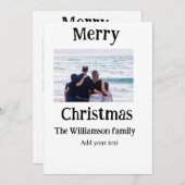 ハッピーホリデー家族の名前を追加フォトクリスマス シーズンカード (正面/裏面)