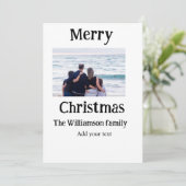 ハッピーホリデー家族の名前を追加フォトクリスマス シーズンカード (スタンド正面)