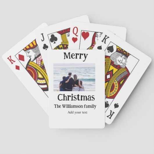 ハッピーホリデー家族の名前を追加フォトクリスマス トランプ (裏面)