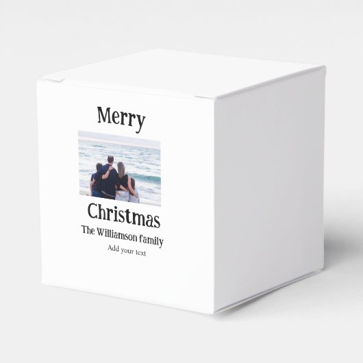 ハッピーホリデー家族の名前を追加フォトクリスマス フェイバーボックス (正面サイド)