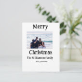 ハッピーホリデー家族の名前を追加フォトクリスマス ポストカード (スタンド正面)