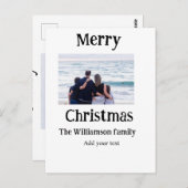 ハッピーホリデー家族の名前を追加フォトクリスマス ポストカード (正面/裏面)