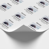 ハッピーホリデー家族の名前を追加フォトクリスマス ラッピングペーパー (角)