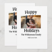 ハッピーホリデー家族の名前を追加フォトクリスマス 招待状 (正面/裏面)