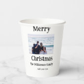 ハッピーホリデー家族の名前を追加フォトクリスマス 紙コップ (裏面)