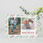 ハッピーホリデー対角ストライプ2枚クリスマス シーズンカード (スタンド正面)