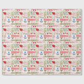 ハッピーホリデー応援カスタムロゴフォトクリスマス ラッピングペーパー (フラット)