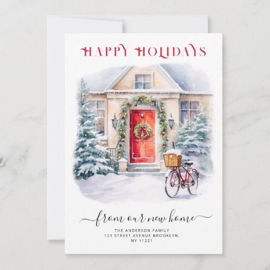 ハッピーホリデー新しいホームムービングアナウンス シーズンカード (正面)