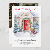 ハッピーホリデー新しいホームムービングアナウンス シーズンカード (正面/裏面)