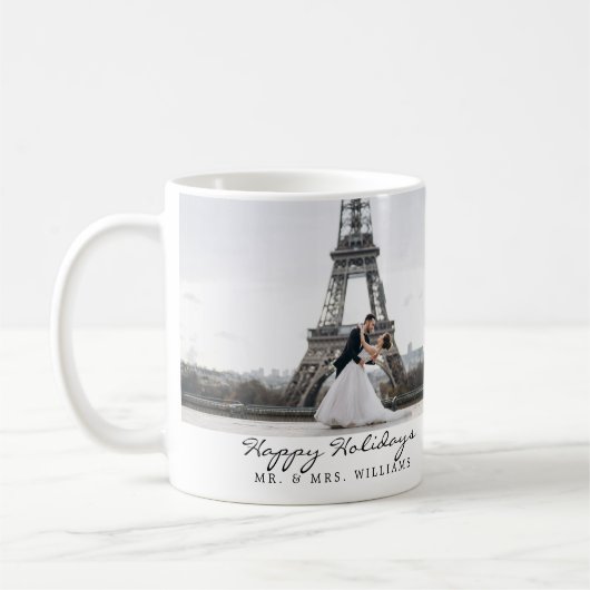 ハッピーホリデー新着フォトコラージュ コーヒーマグカップ (左)