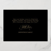 ハッピーホリデー書道フォトファミリー名札 箔招待状 (裏面)