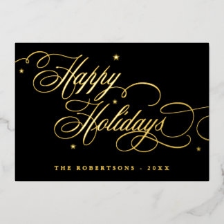 ハッピーホリデー書道フォトファミリー名札 箔招待状