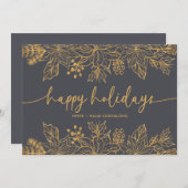 ハッピーホリデー書道台本ビジネス |金ゴールド シーズンカード (正面/裏面)