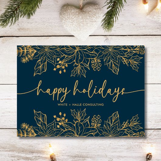 ハッピーホリデー書道台本ビジネス |金ゴールド シーズンカード